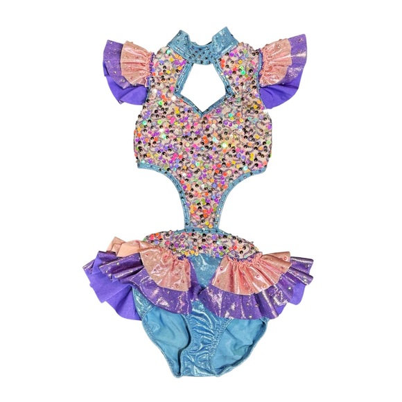 Reverence DancewearColorful One Piece Sequin Dance Costume Pink